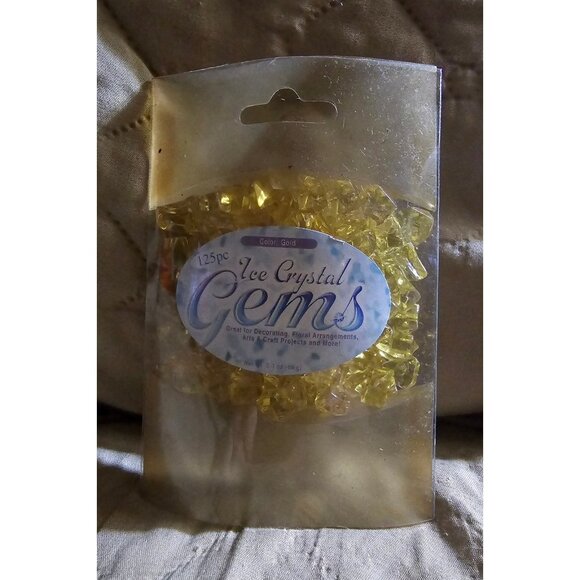 Pack Of 125 Gold Ice Crystal Gems New For Crafts - Picture 1 of 2